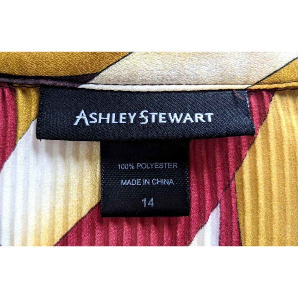 Groovy Vintage Y2K ASHLEY STEWART Boho Pleated Ruffle Blouse 70s Retro Size 14 - Picture 3 of 7